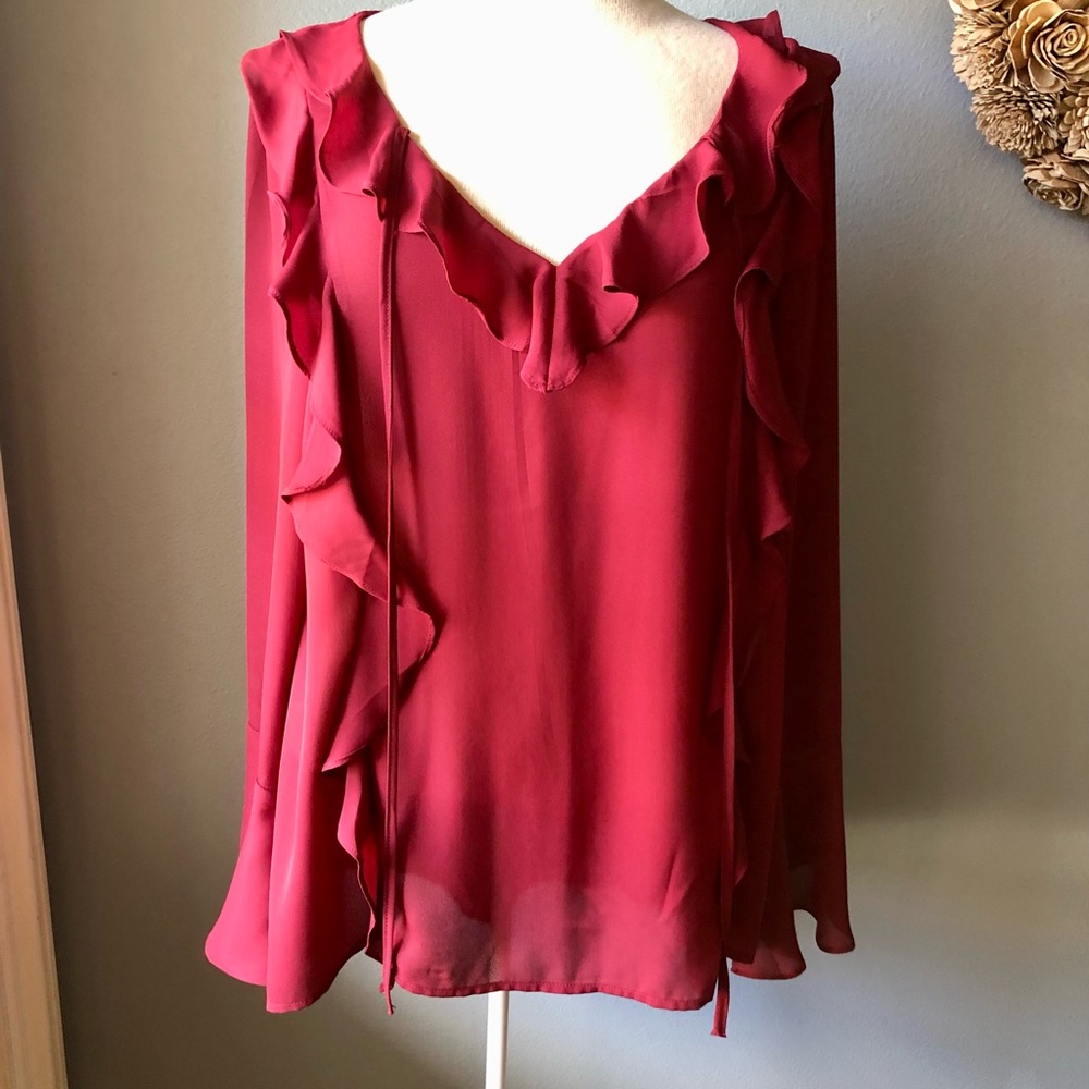 LoveRiche Ruffled Long Sleeve Blouse